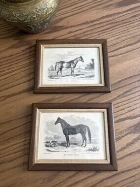 Vintage Framed Horse Prints Wood Frames Set Of 2 Horse Art Prints